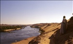 Looking out over the Nile from the Nobles Tombs at Aswan, Egypt